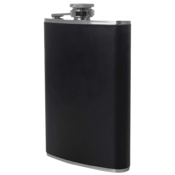 Groomsmen Flask Gifts 8oz Flask with Black Wrap - Picture 3 of 3